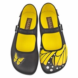 Vintage Hot Chocolate Design Y2K Mary Janes Butterfly Monarch Funky Women 38/7.5